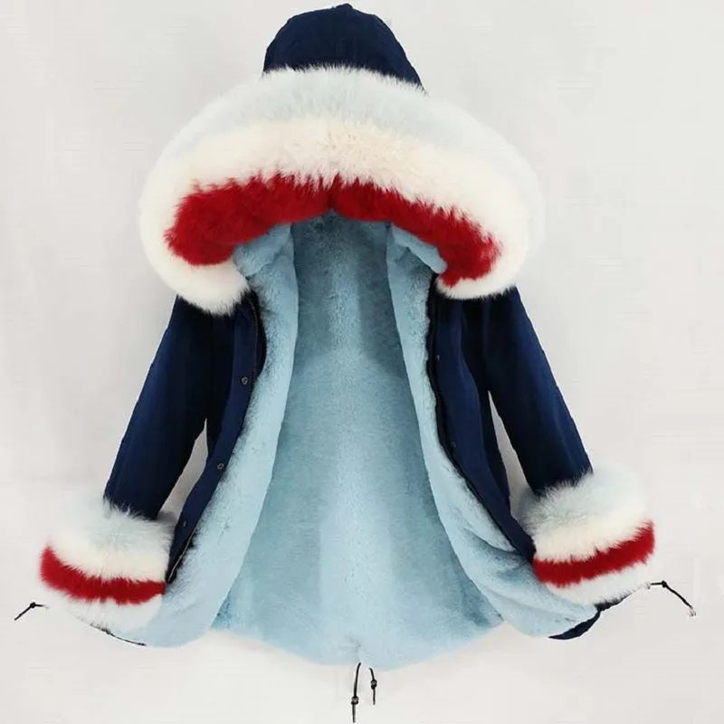 Women's Winter Casual Slim Long Parka With Detachable Fox Fur